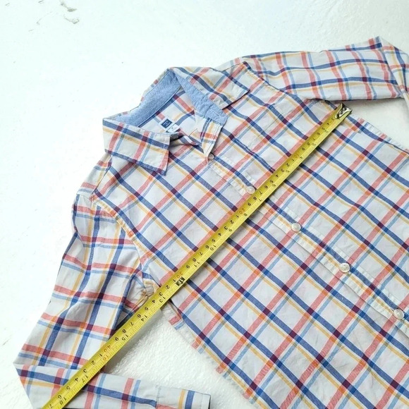 Janie and Jack Boy's Size 4 Shirt Button Down Long Sleeves Plaid Cotton Blue Red - Picture 9 of 9